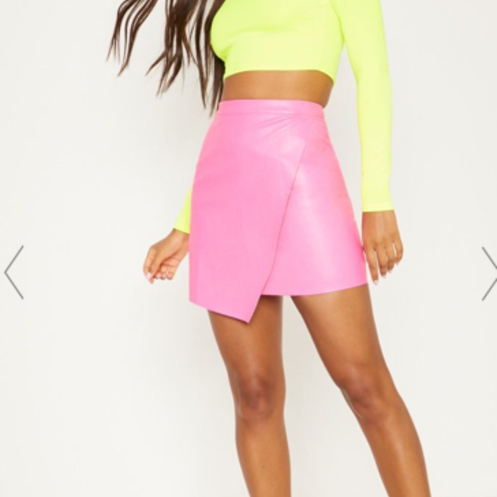 Leather pink skirt